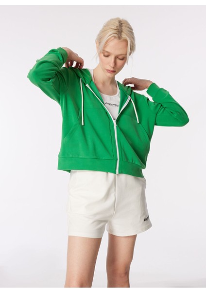 Yeşil Kadın Kapüşon Yaka Relaxed Fit Sweatmont D4SL-SWT3029