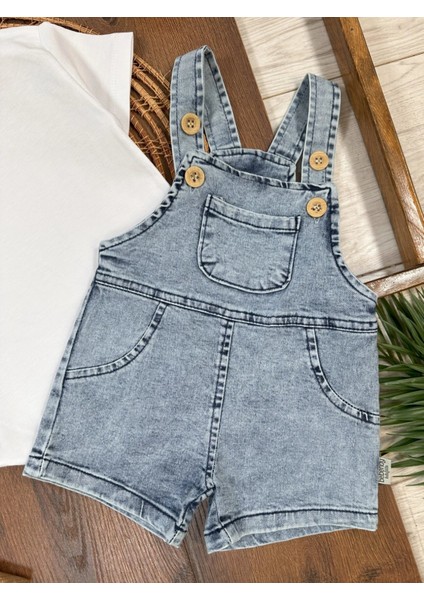 Kot Kumaş Şık Askılı 2li Erkek Bebek Takım modelleri