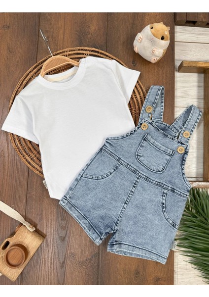 Kot Kumaş Şık Askılı 2li Erkek Bebek Takım fırsatları