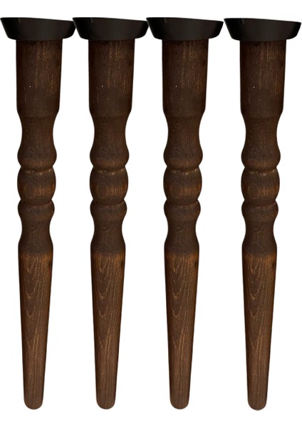 Koyu Meşe 44 cm Torna Ahşap Sehpa / Mobilya Ayakları – 4 Adet (Vida ve Bağlantı Aparatları Dahil) fırsatları