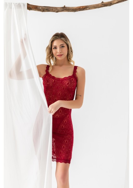 Devore Transparan Babydoll String Takım Bordo (31842) fiyatları