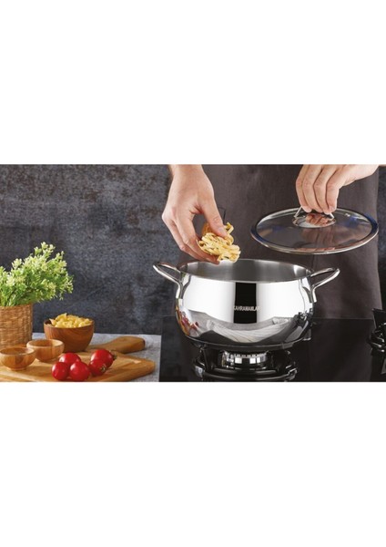 16X10 Elit Çelik Tencere Gümüş Renkli Sağlam ve Şık Tasarım fiyatları