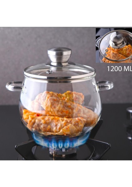 Çok Renkli Borosilikat Cam Tencere 1200ML, Isıya Dayanıklı, Şık ve Kullanışlı fiyatları