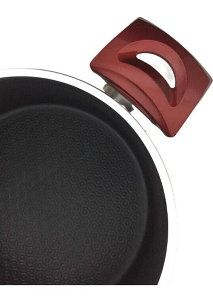 Kırmızı 26 cm Derin Teflon Tencere, Cam Kapaklı, Çift Kulplu modelleri