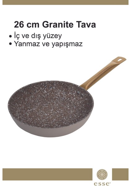 Bej Granit Yapışmaz Tava 26 Cm, Dayanıklı ve Şık Mutfak Ürünü modelleri