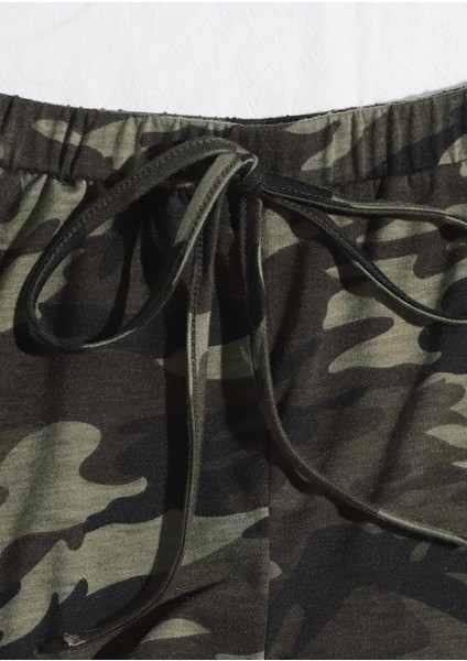 Marsilyan- Kadın Kamuflaj Desenli Askılı Crop Top ve Şortlu Gecelik Takım indirimleri