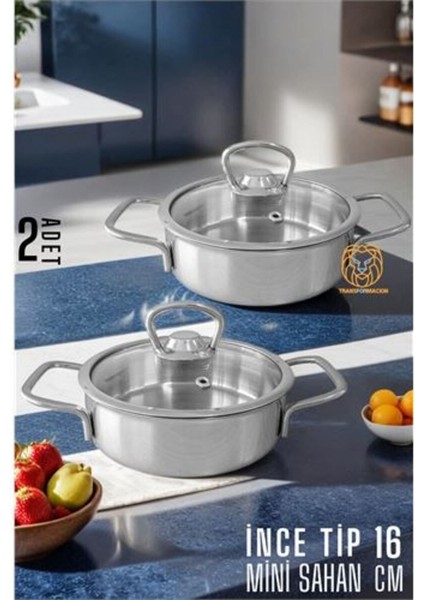 Mini Kapaklı Çelik Sahan Seti, 16 Cm, Çok Renkli, 2'li