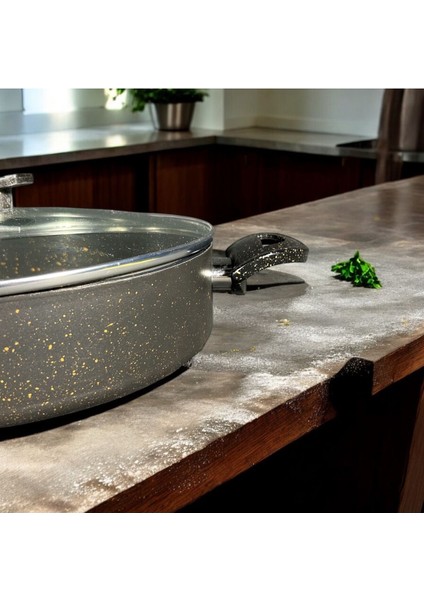 30 cm Granit Basık Tencere, Siyah, Dayanıklı ve Şık Mutfak Gereci modelleri