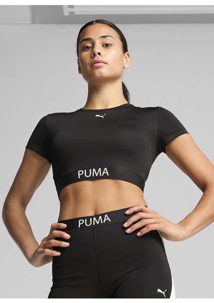 Siyah Kadın Crop T-Shirt 52680501 W Puma Strong Tee - Short