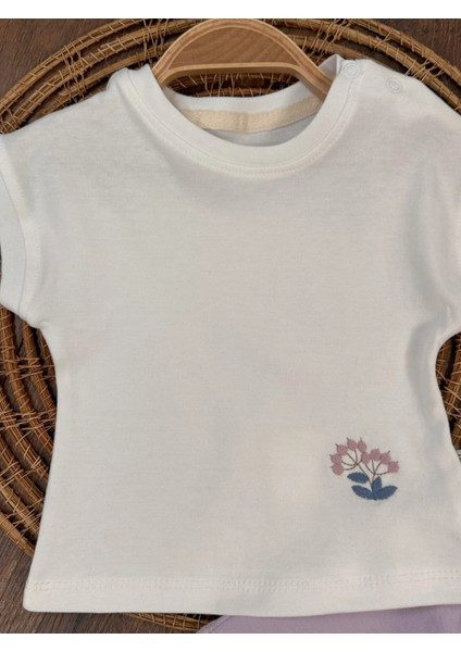 Pamuklu Çiçek Nakışlı 3lu Kız Bebek Takım fırsatları