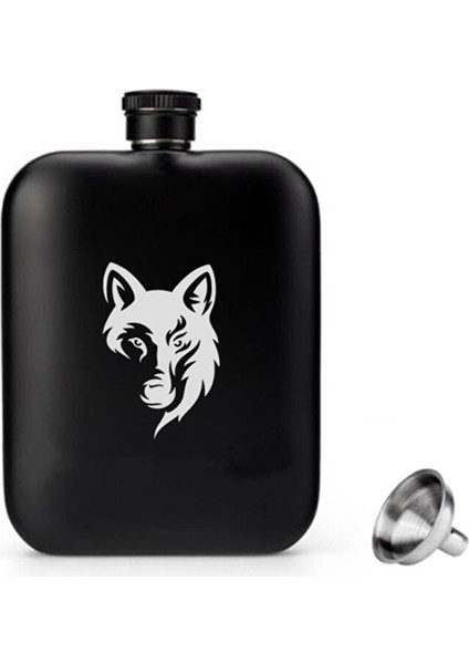 British Mat Siyah Kurt Oval Çelik Cep Içki Matarası 4oz 120ML