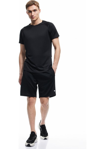 Yeni Sezon Kısa Kollu Bisiklet Yaka Reglan Kol Arkası Baskılı Slim Fit Spor Tişört