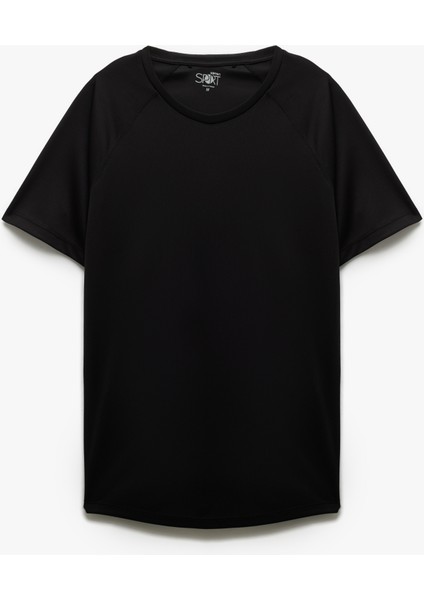 Yeni Sezon Kısa Kollu Bisiklet Yaka Reglan Kol Arkası Baskılı Slim Fit Spor Tişört fırsatları