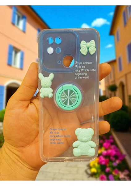 Xıaomi Redmi 9c Uyumlu Renk Geçişli Ayıcık Figürlü Silikon Kılıf