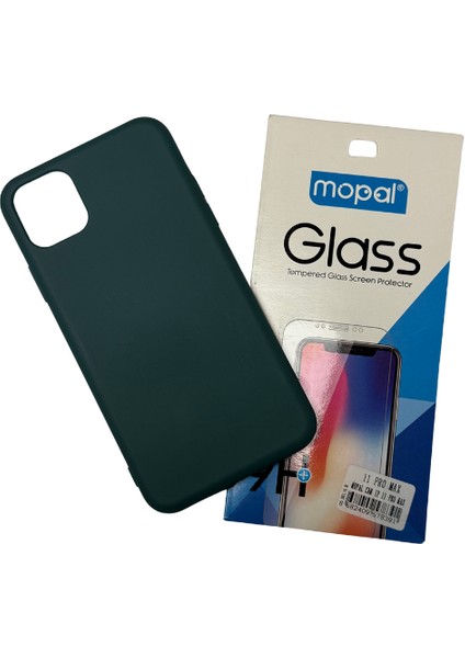 Iphone 11 Pro Max Koyu Yeşil Silikon Kılıf Kırılmaz Cam Hediye modelleri