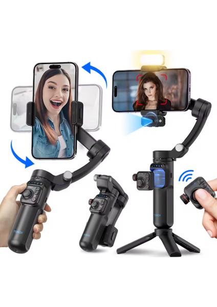 Gimbal Sabitleyici TOKQI LPH113 3 Eksenli Akilli Stabilizatör Siyah