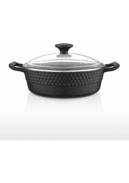 30CM Siyah Granit Döküm Karnıyarık Pilav Tenceresi