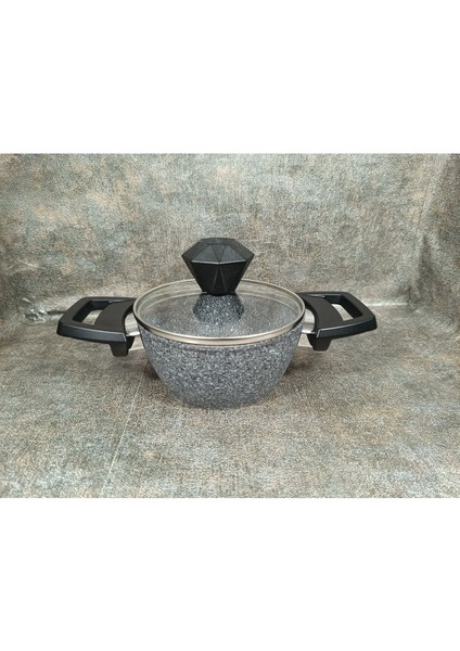 14 cm Bio Granit Tencere, Dayanıklı ve Şık Gri Renk, Pratik Kullanım Sağlar.