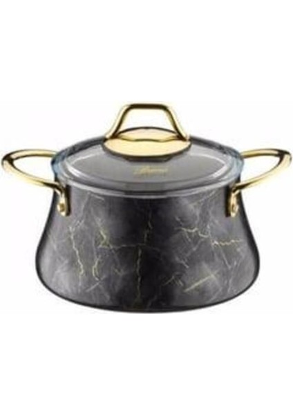 20 cm Siyah Mermer Desenli Derin Tencere, Şık ve Dayanıklı Mutfak Gereci fiyatları