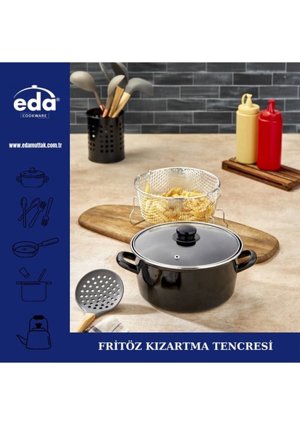 Siyah Emaye Fritöz Tencere, Dayanıklı ve Şık Mutfak Gereci modelleri