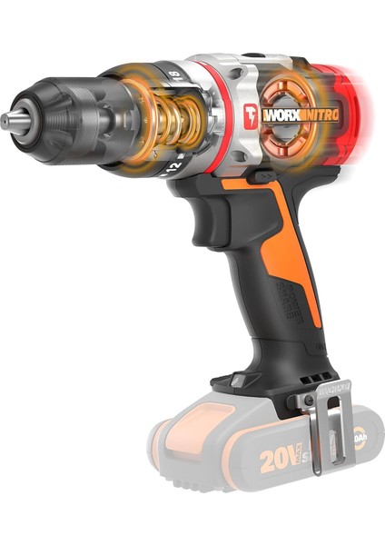 WX354.9 20VOLT Kömürsüz Profesyonel Darbeli Şarjlı Matkap (Akü Dahil Değildir)
