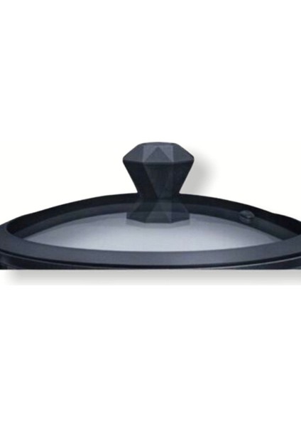 28 cm Silikon Cam Kapak ve Kulp, Siyah, Dayanıklı ve Kullanışlı Tasarım