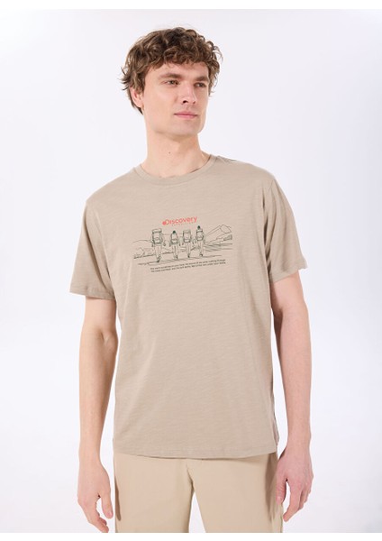 D5SM-TST3846 Açık Kahve Bisiklet Yaka Relaxed Fit Baskılı T-Shirt modelleri
