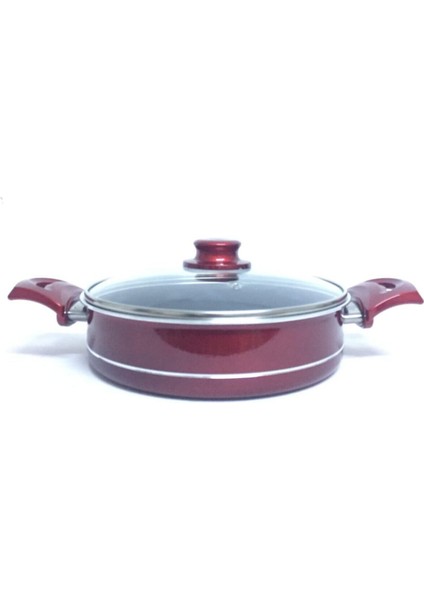 Şık ve Modern 24CM Derin Teflon Tencere, Kırmızı Renk Seçeneğiyle.