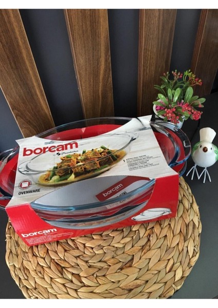 59022 Kapaklı Oval Tencere Fırın Kabı, Beyaz, Dayanıklı ve Şık Tasarım