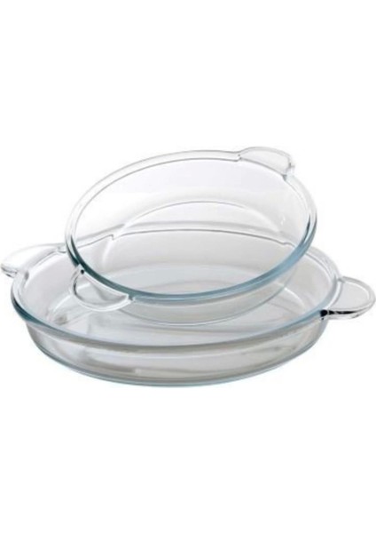 Beyaz Yuvarlak Borcam Tepsi Seti, Şık ve Dayanıklı 2'li Paket