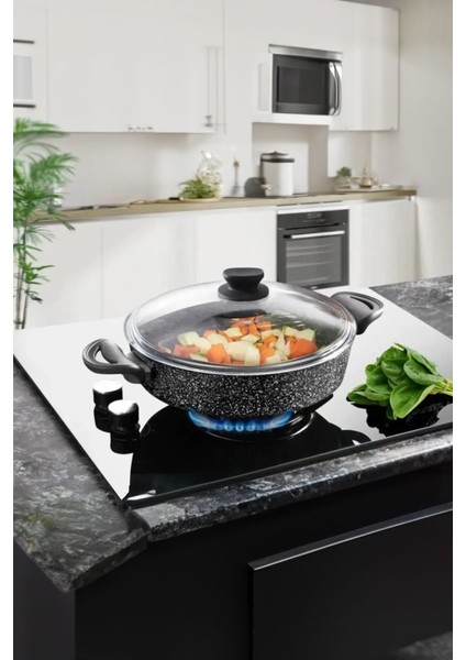 Siyah Lavonni Diez Basık 22 cm Mutfak Gereci, Şık ve Dayanıklı Tasarım