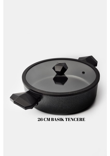 26 cm Siyah Basık Tava, Dayanıklı ve Şık Mutfak Gereci modelleri