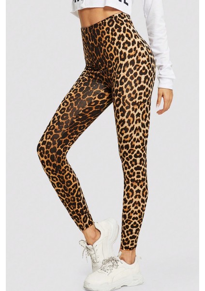 Marsilyan- Kadın Leopar Desenli Yüksek Bel Dar Kesim Esnek Tayt modelleri