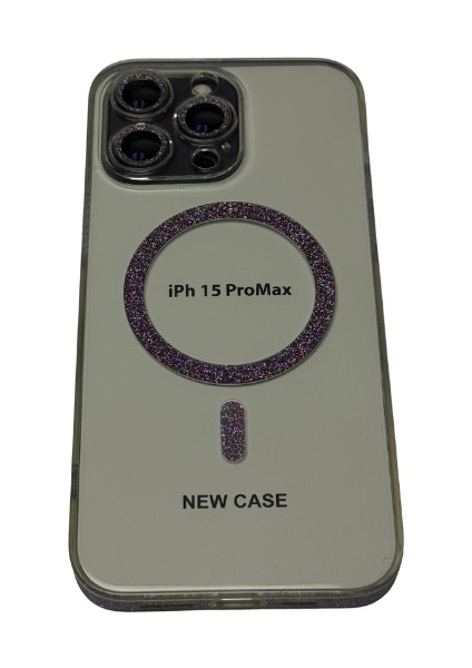 iPhone 15 Pro Max Magsafe Simli Şeffaf Kılıf Kırılmaz Cam Hediye