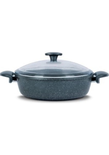 Gri Alüminyum Döküm Geniş Tabanlı Tencere 26CM 4.5lt