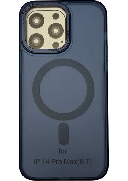 iPhone 14 Pro Max Lacivert Transparant Kılıf Kırılmaz Cam Hediye