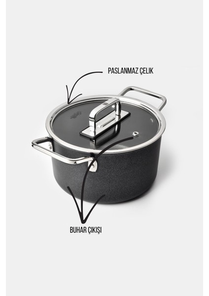 24 cm Derin Tencere, Siyah, Dayanıklı ve Sağlam Mutfak Gereci modelleri