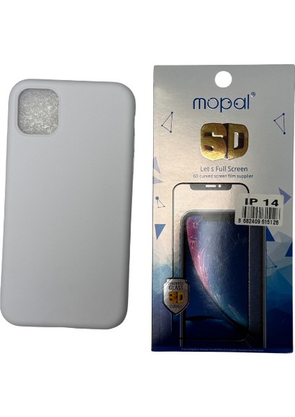 iPhone 14 Beyaz Silikon Kılfıf Kırılmaz Cam Hediye modelleri