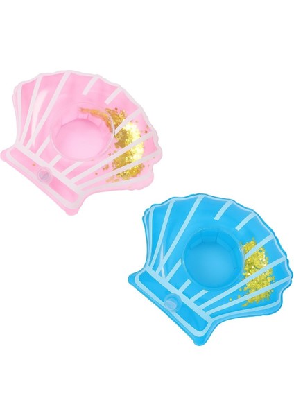 2'li Set Pembe-Mavi-Sarı Pullu Deniz Kabuğu Şekilli Şişme Bardak Tutucu fiyatları