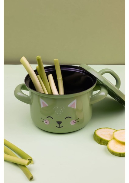 Yeşil Mini Bebek Tenceresi 12CM 850 Ml, Şık ve Kullanışlı Mutfak Gereci