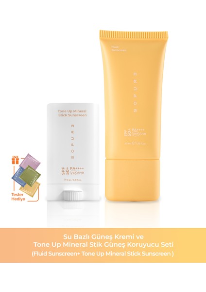 Su Bazlı Güneş Kremi Ve Tone Up Mineral Stick Güneş Koruyucu Seti (1019)