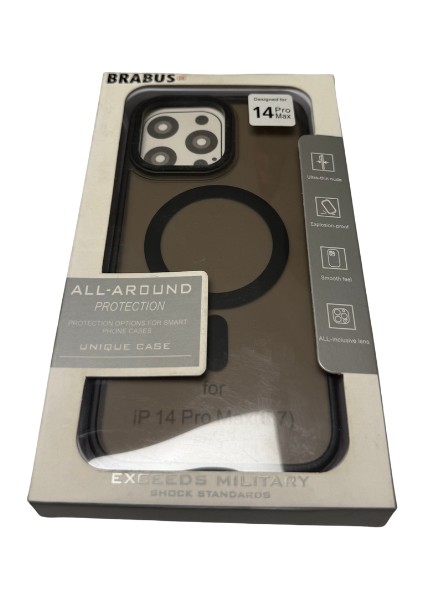 iPhone 14 Pro Max Siyah Transparant Kılıf Kırılmaz Cam Hediye