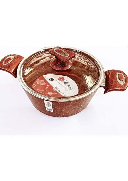 Kırmızı Granit Tencere 22 Cm, Dayanıklı ve Şık Mutfak Gereci
