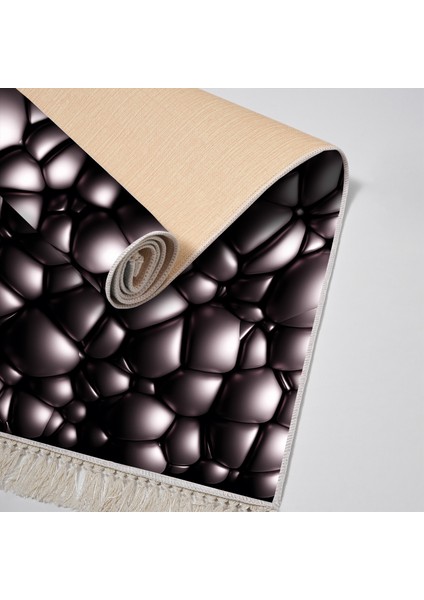 Kaymaz Dijital Mutfak & Salon Halı Yıldız Deri Saçaklı Geometrik E5009 Siyah fırsatları