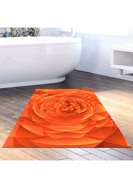 Kaymaz Dijital Mutfak & Salon Halı Star Pamuk Geometrik E5011 Turuncu