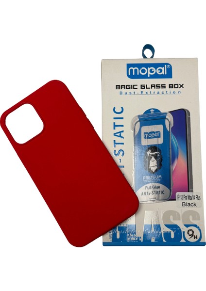 iPhone 13 Pro Max Kırmızı Silikon Kılıf Kırılmaz Cam Hediye