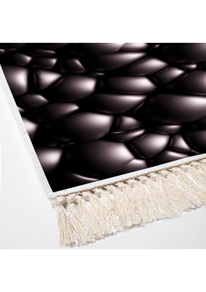 Kaymaz Dijital Mutfak & Salon Halı Trend Saçaklı Geometrik E5009 Siyah modelleri