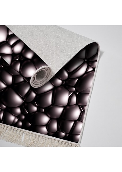 Kaymaz Dijital Mutfak & Salon Halı Trend Saçaklı Geometrik E5009 Siyah fırsatları