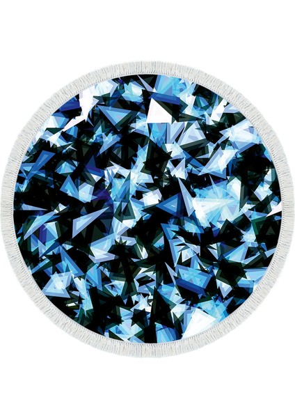 Kaymaz Dijital Mutfak & Salon Halı Yıldız Deri Saçaklı Yuvarlak Geometrik E5012 Mavi fiyatları