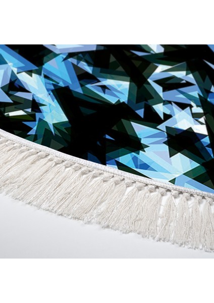 Kaymaz Dijital Mutfak & Salon Halı Yıldız Deri Saçaklı Yuvarlak Geometrik E5012 Mavi modelleri